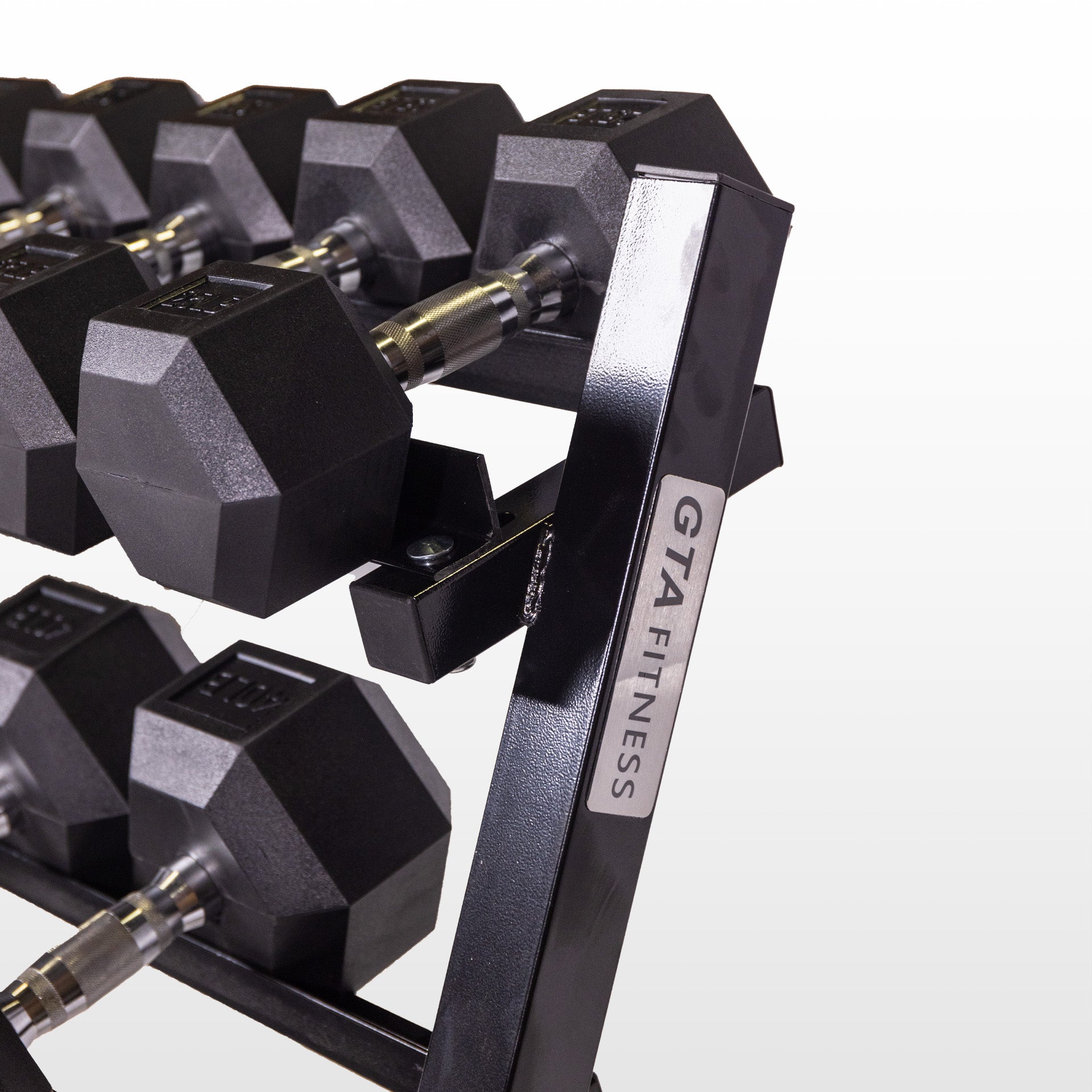 5-50 LB Premium Rubber Hex Dumbbell Set with Stand