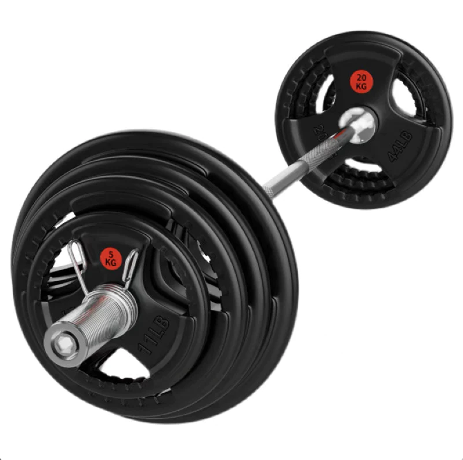 275lbs Rubber Weight Set Combo With Olympic Barbell