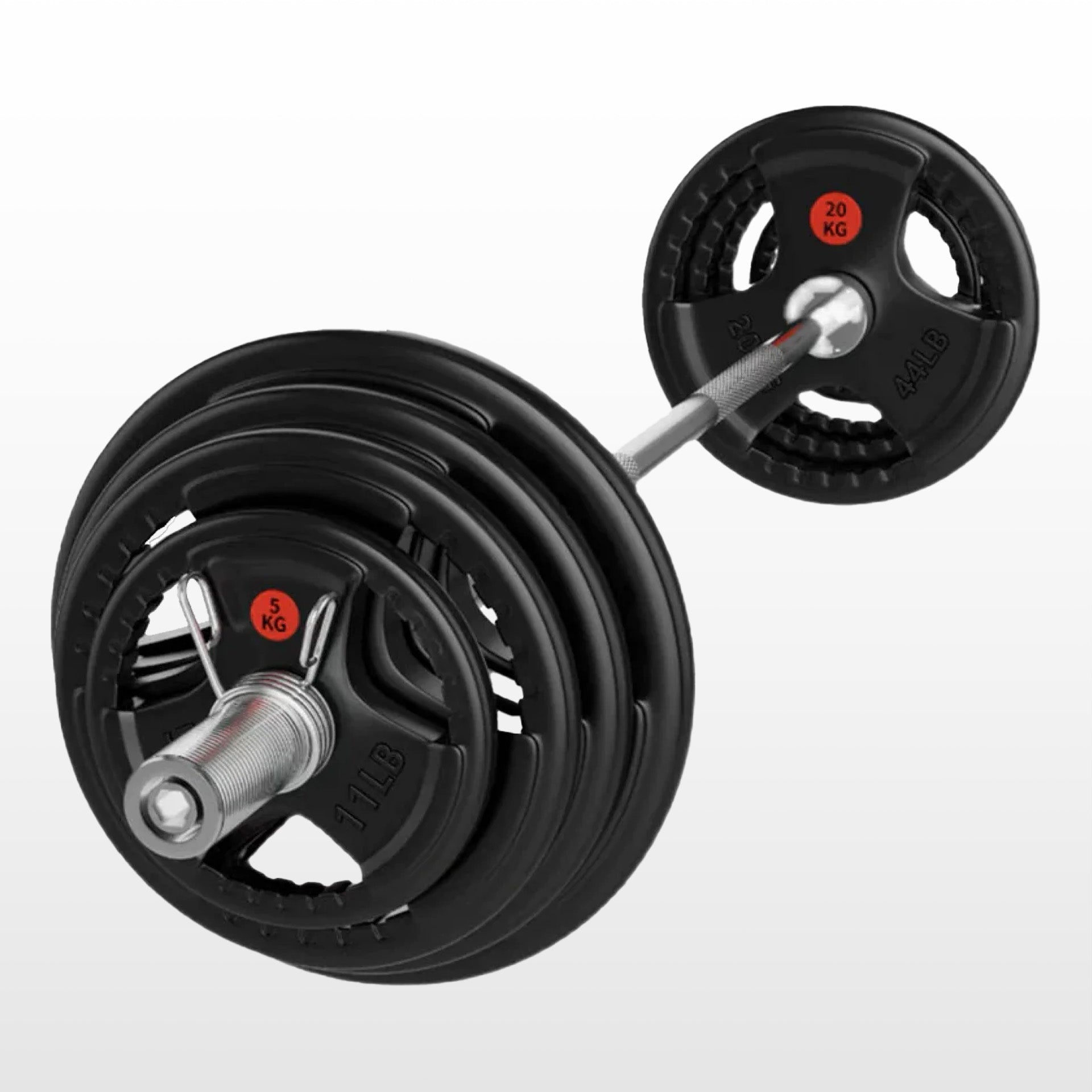 275lbs Rubber Weight Set Combo With Olympic Barbell